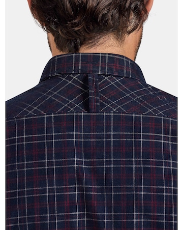 Raging Bull Long Sleeve Check Corduroy Shirt Claret