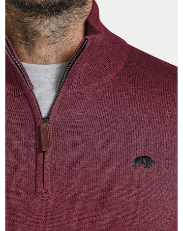 Raging Bull Classic Quarter Zip Cotton/Cashmere Knit Berry