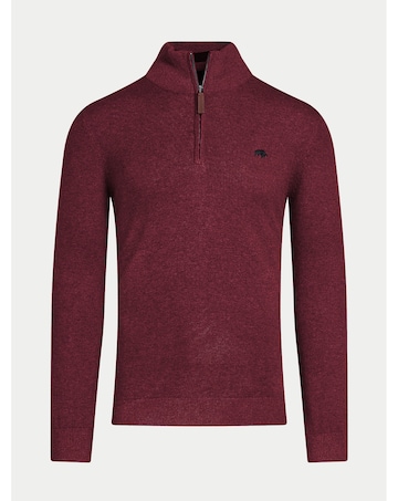 Raging Bull Classic Quarter Zip Cotton/Cashmere Knit Berry