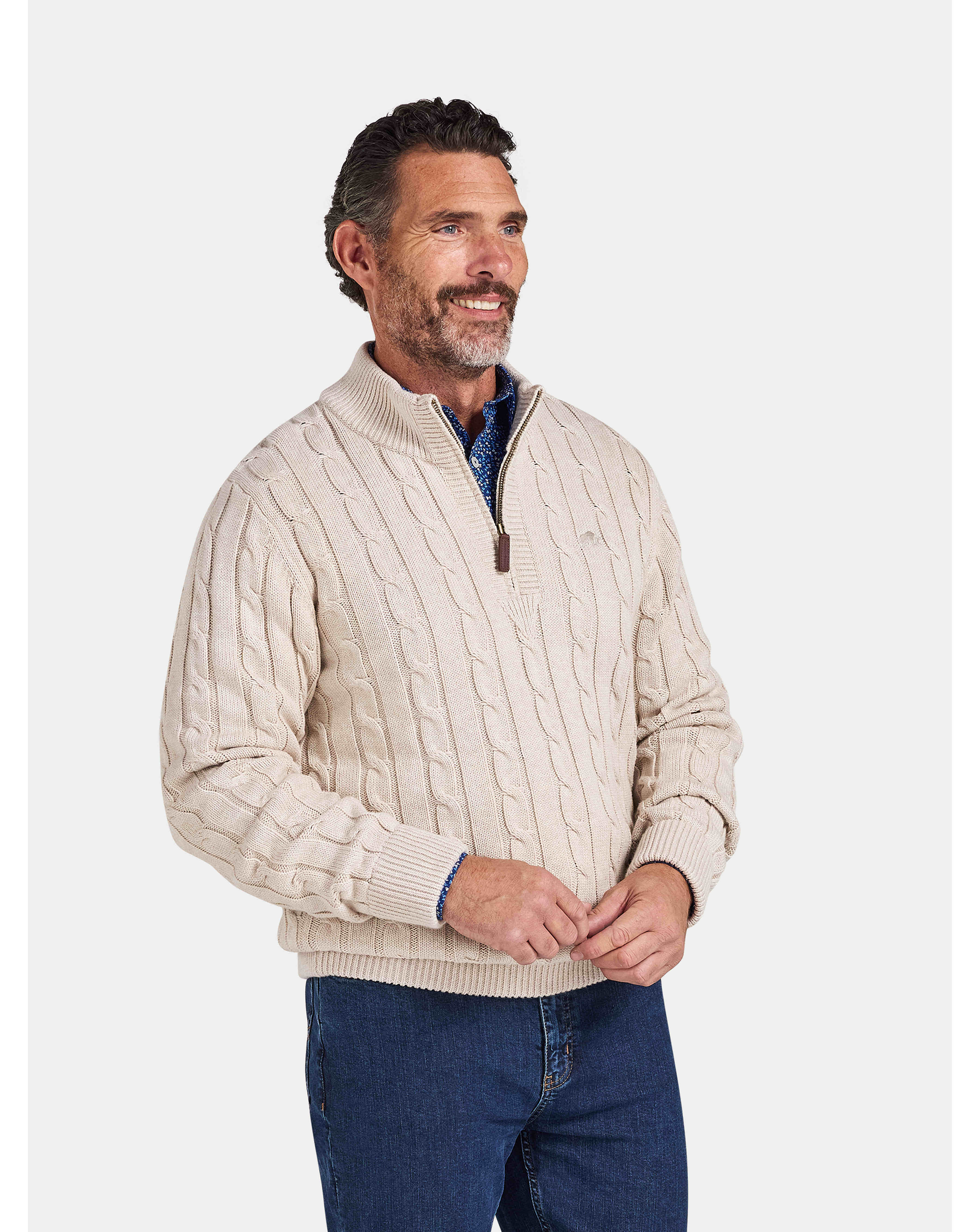 Raging Bull Chunky Cable 1/4 Zip Knit