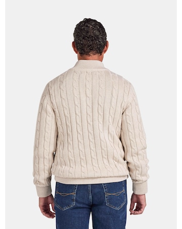 Raging Bull Chunky Cable Quarter Zip Knit Oatmeal