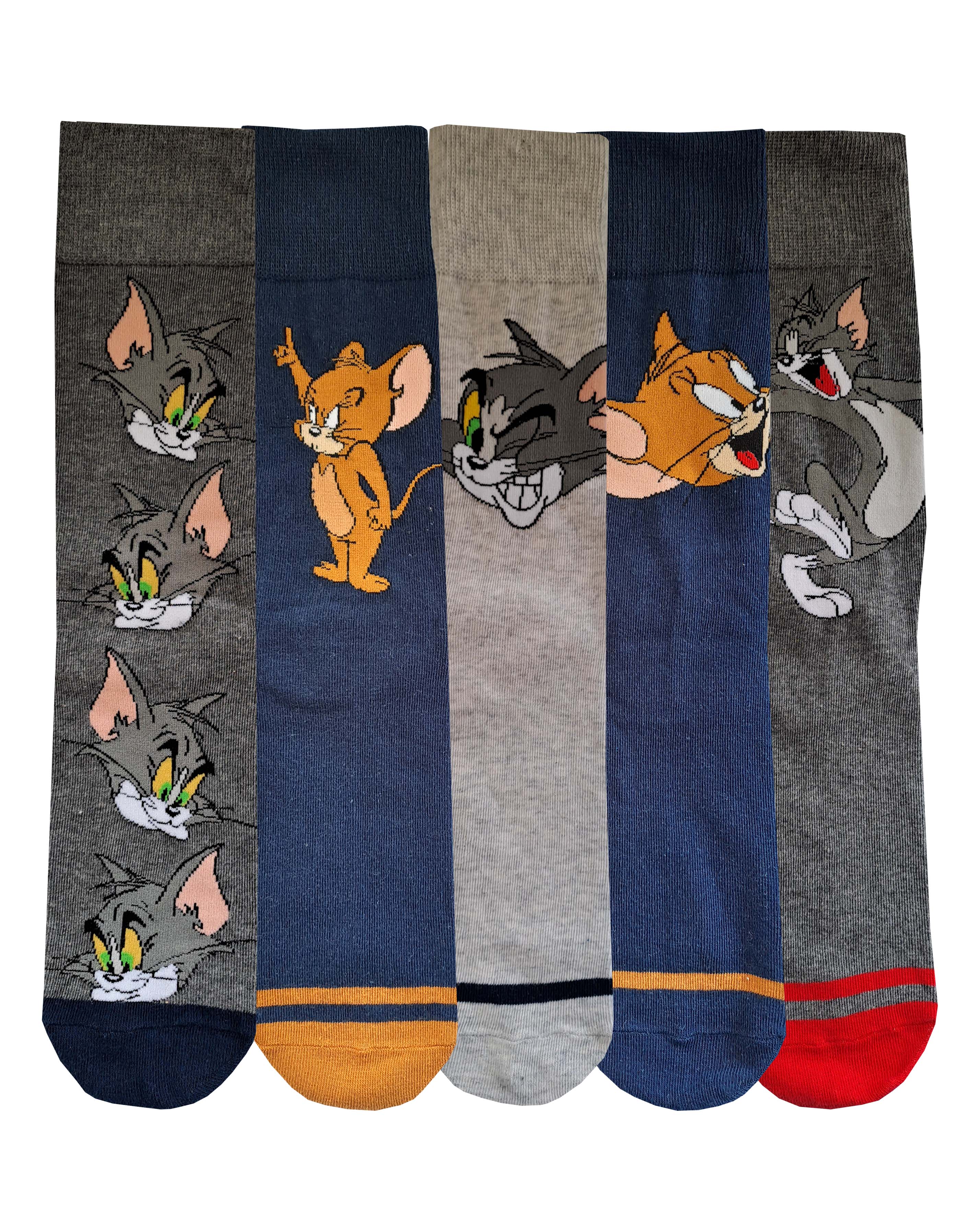 New In - Mens 5pk Tom & Jerry Socks