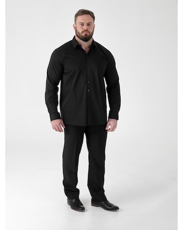D555 Big & Tall Oliver Ultimate Stain Resist Non Iron L/S Stretch Shirt-Black