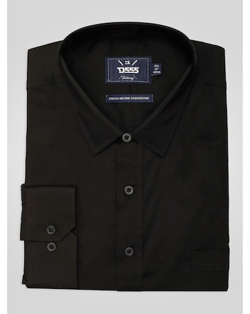 D555 Big & Tall Oliver Ultimate Stain Resist Non Iron L/S Stretch Shirt-Black