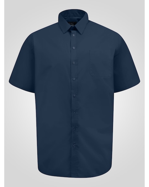 D555 Big & Tall Lucas Ultimate Stain Resist Non Iron S/S Stretch Shirt-Navy