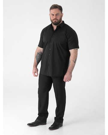 D555 Big & Tall Lucas Ultimate Stain Resist Non Iron S/S Stretch Shirt-Black