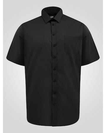 D555 Big & Tall Lucas Ultimate Stain Resist Non Iron S/S Stretch Shirt-Black