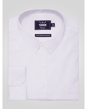 D555 Big & Tall Oliver Ultimate Stain Resist Non Iron L/S Stretch Shirt-White