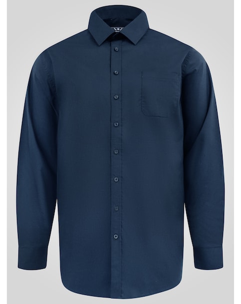 D555 Big & Tall Oliver Ultimate Stain Resist Non Iron L/S Stretch Shirt-Navy
