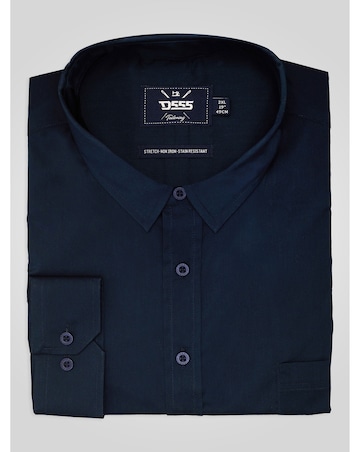 D555 Big & Tall Oliver Ultimate Stain Resist Non Iron L/S Stretch Shirt-Navy