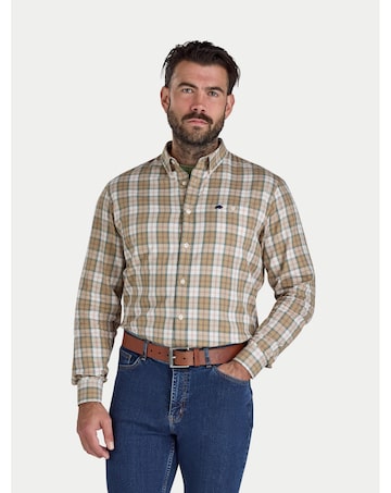 Raging Bull LS Suffolk Check Twill Shirt Tan