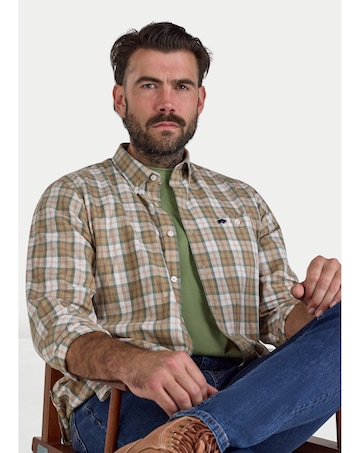 Raging Bull LS Suffolk Check Twill Shirt Tan