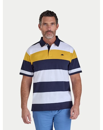 Raging Bull Chestband Stripe Jersey Polo Navy