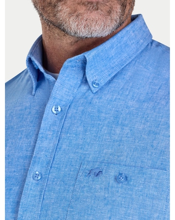 Raging Bull Short Sleeve Classic Linen Shirt Electric Blue