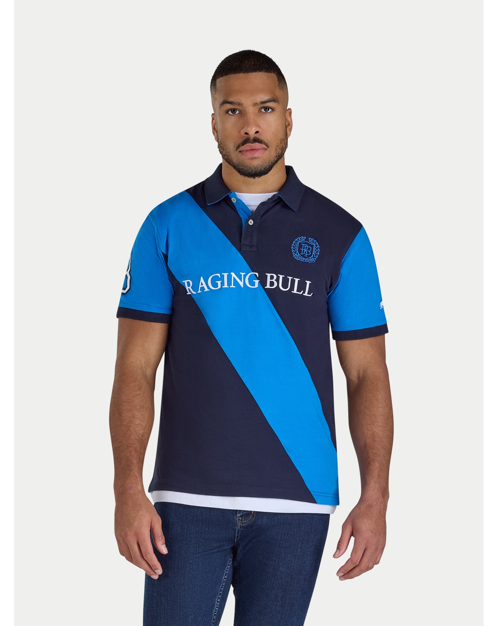 Raging Bull Diagonal Stripe Jersey Polo
