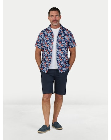 Raging Bull Short Sleeve Hawaii Floral Poplin Shirt Navy
