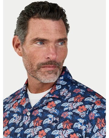 Raging Bull Short Sleeve Hawaii Floral Poplin Shirt Navy