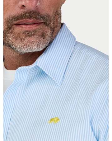 Raging Bull Short Sleeve Orleans Seersucker Stripe Shirt Sky Blue