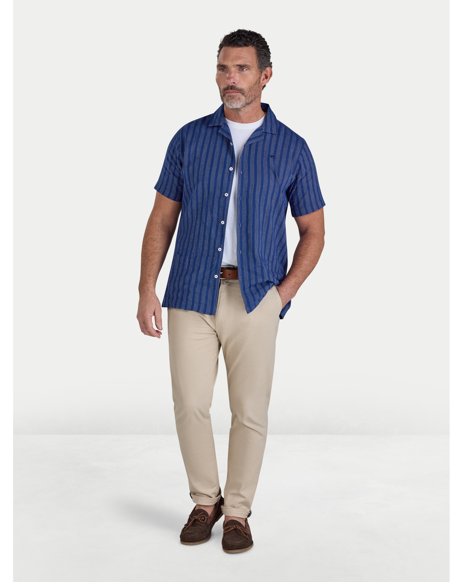New In - Raging Bull SS Stripe Linen Revere Shirt