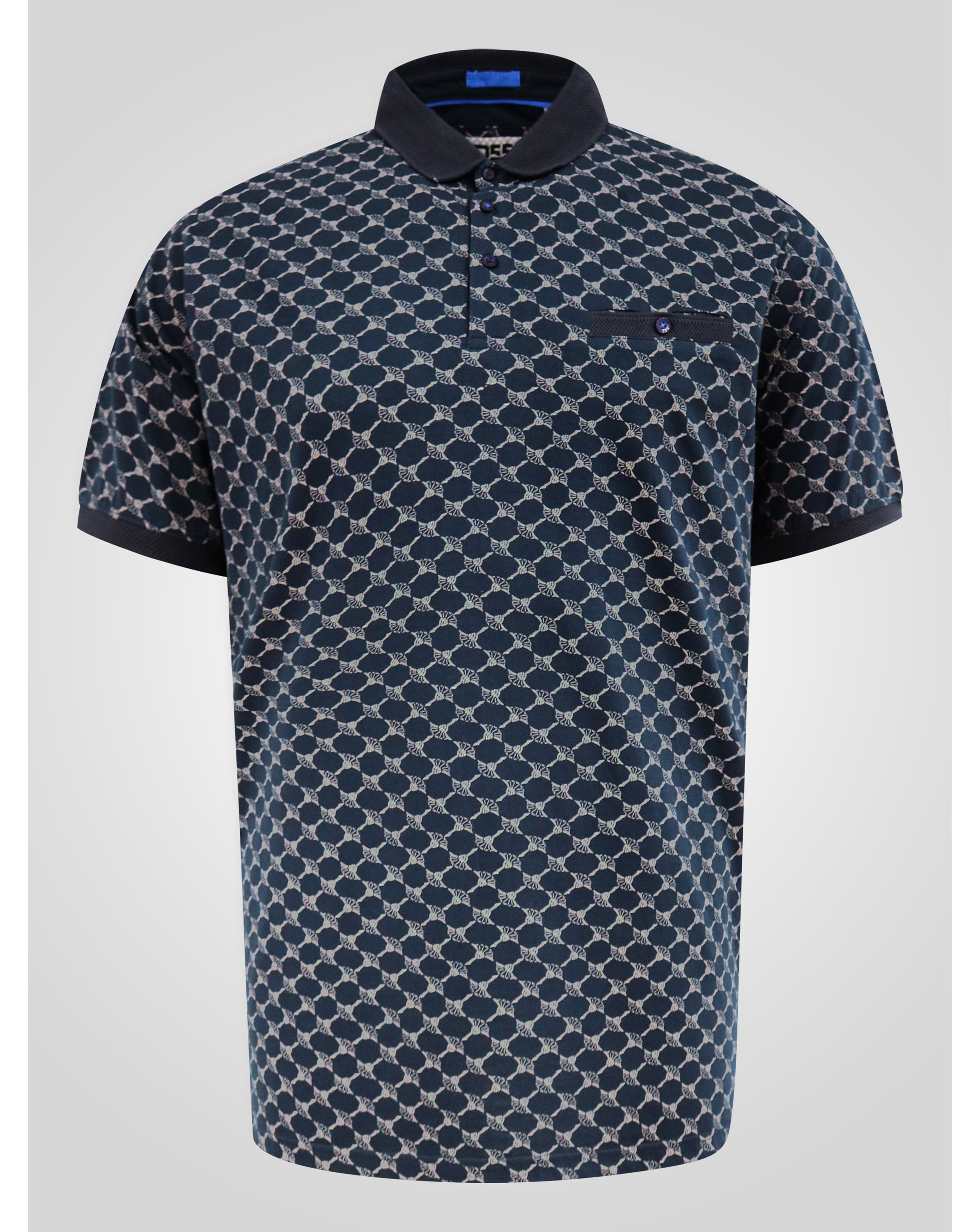 New In - D555 SAUNDERS Jacquard Collar S/S Polo