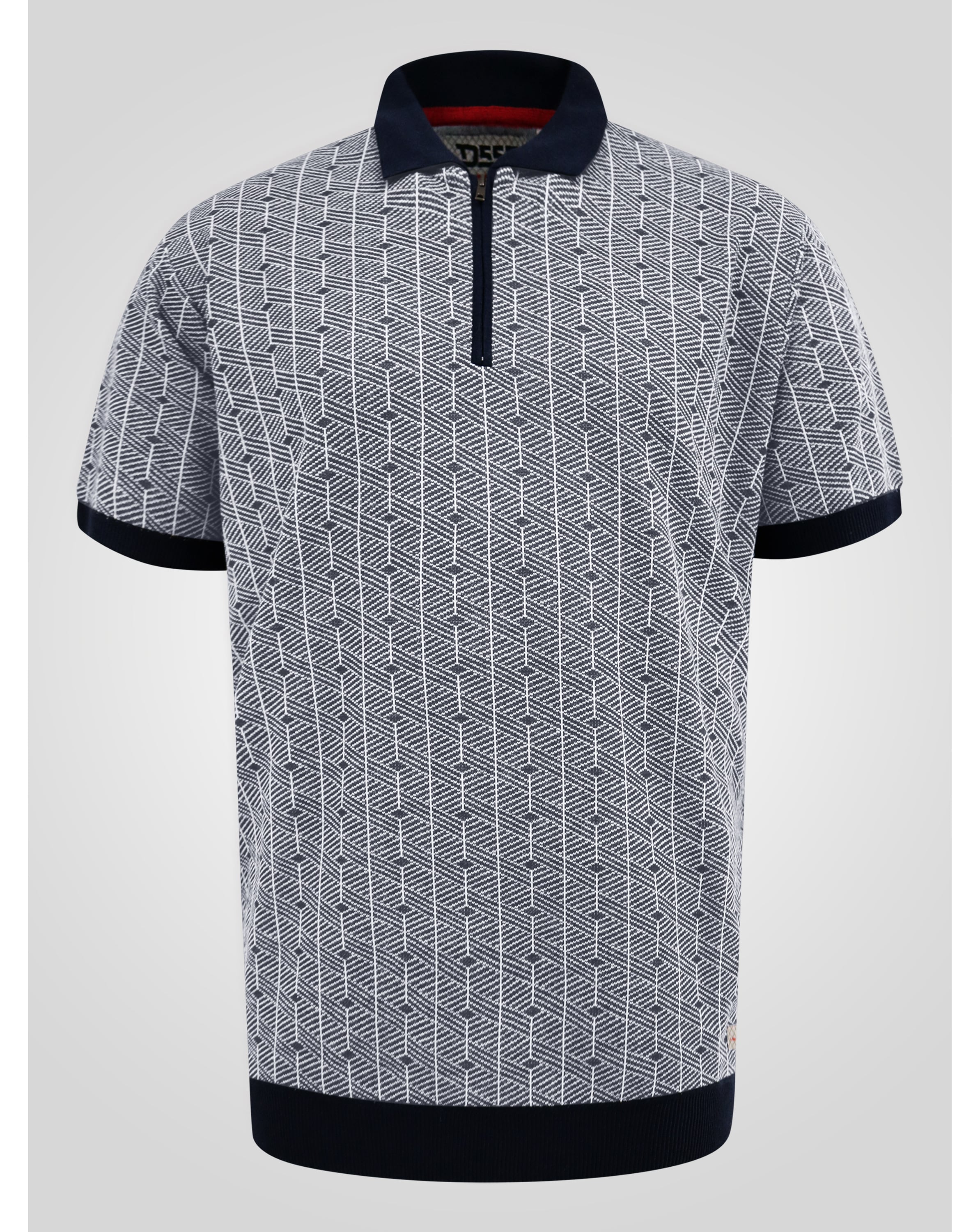 New In - D555 PERRY Jacquard Knitted Zipped Polo