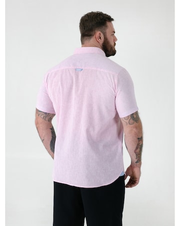 D555 Big and Tall  CLARKE 2 Linen Mix Button Down Collar  S/S Shirt - Pink