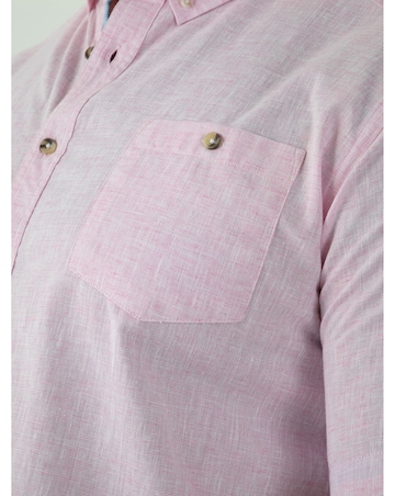 D555 Big and Tall  CLARKE 2 Linen Mix Button Down Collar  S/S Shirt - Pink