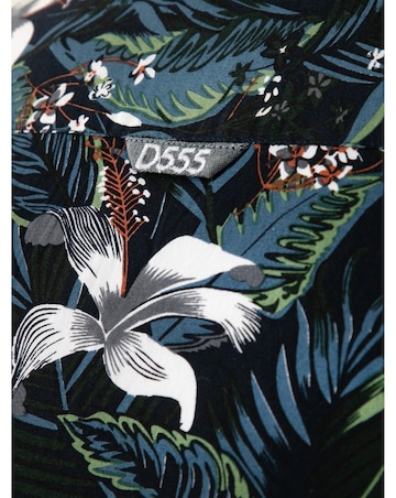 D555 Big and Tall CORDEN Hawaiian AO Printed Cuban Collar S/S Shirt - Blue