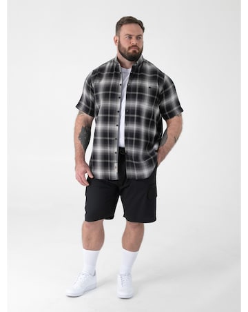 D555 Big and Tall  HOLDEN Shadow Check S/S Button Down Shirt - Black Check