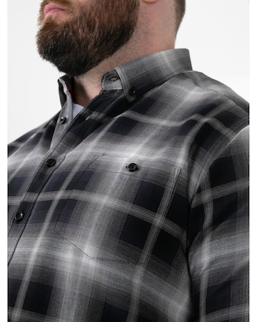 D555 Big and Tall  HOLDEN Shadow Check S/S Button Down Shirt - Black Check