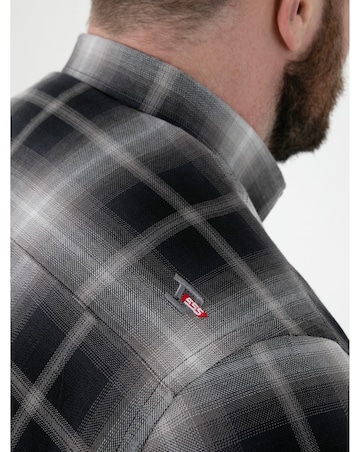 D555 Big and Tall  HOLDEN Shadow Check S/S Button Down Shirt - Black Check