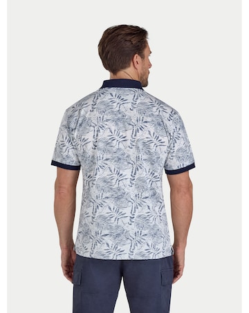 Raging Bull Reverse Print Floral Jersey Polo Off White
