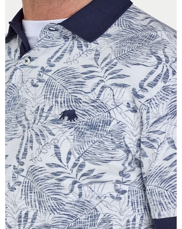 Raging Bull Reverse Print Floral Jersey Polo Off White