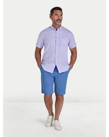 Raging Bull Short Sleeve Classic Linen Shirt Lilac