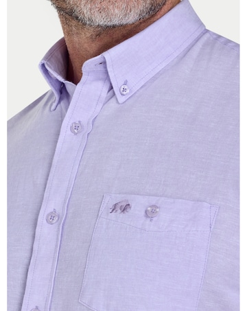 Raging Bull Short Sleeve Classic Linen Shirt Lilac