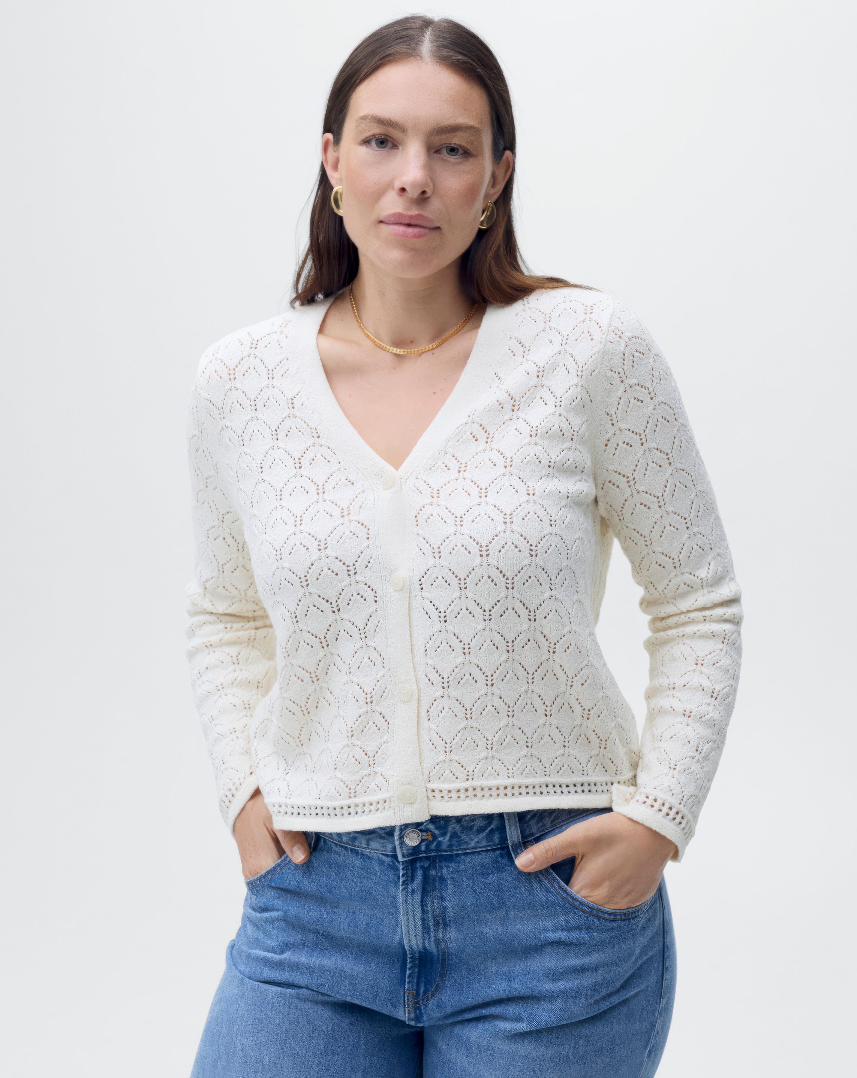 Mango Openwork Detail Knit Cardigan