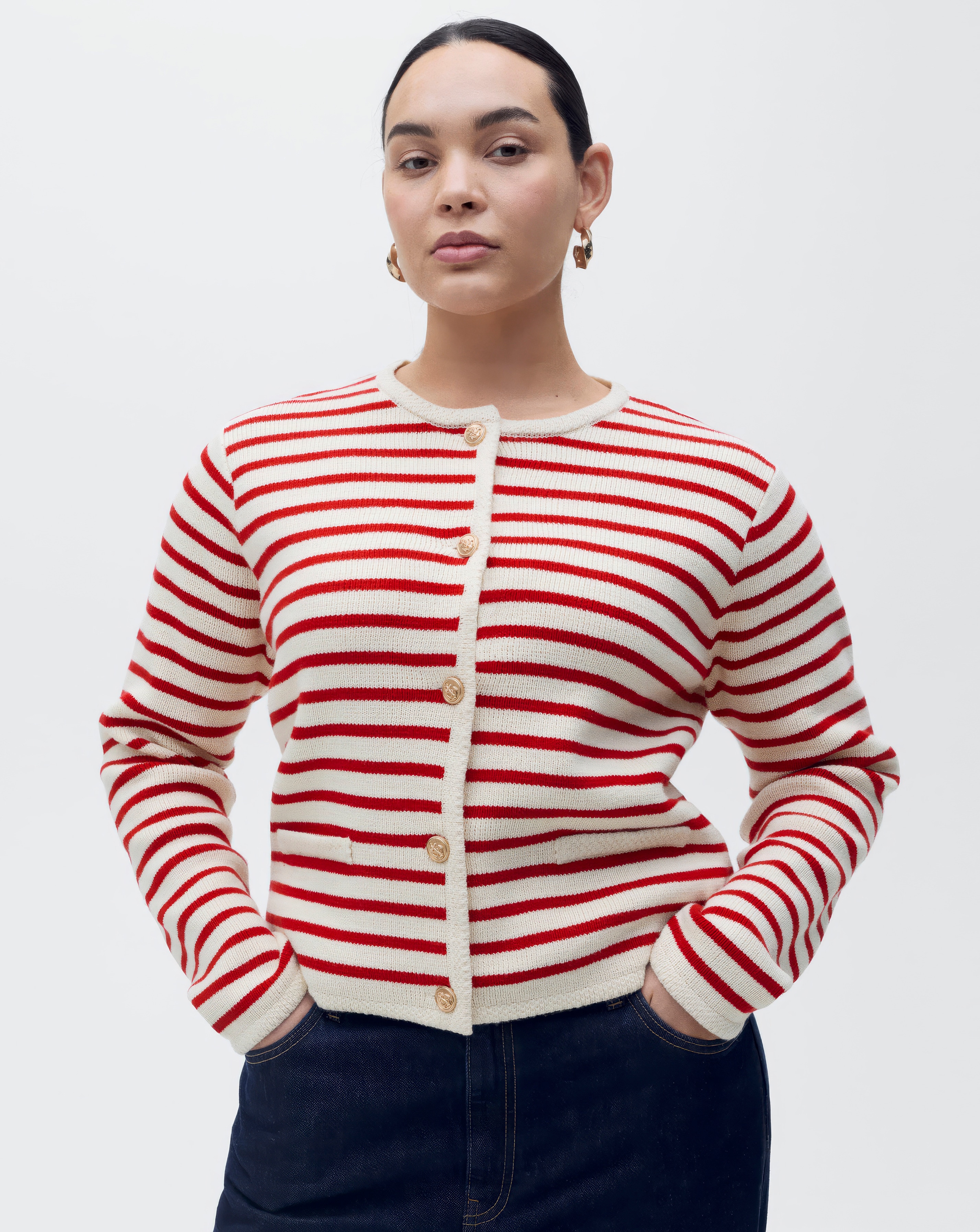 Mango Striped Knit Cardigan