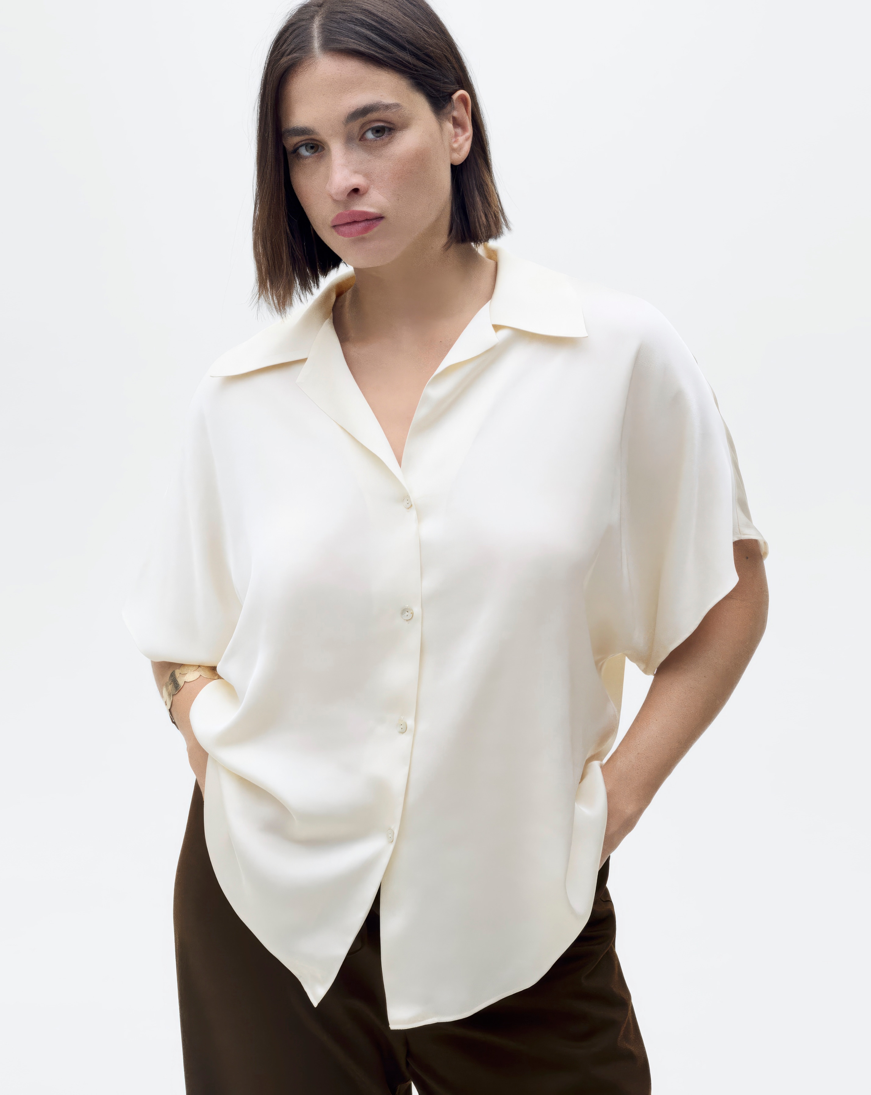 Mango Short Sleeveed Satin Shirt