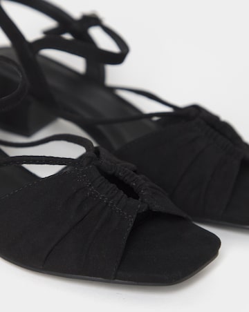 Charli Low Block Heel Soft Ruched Sandals - Wide Fit (E)