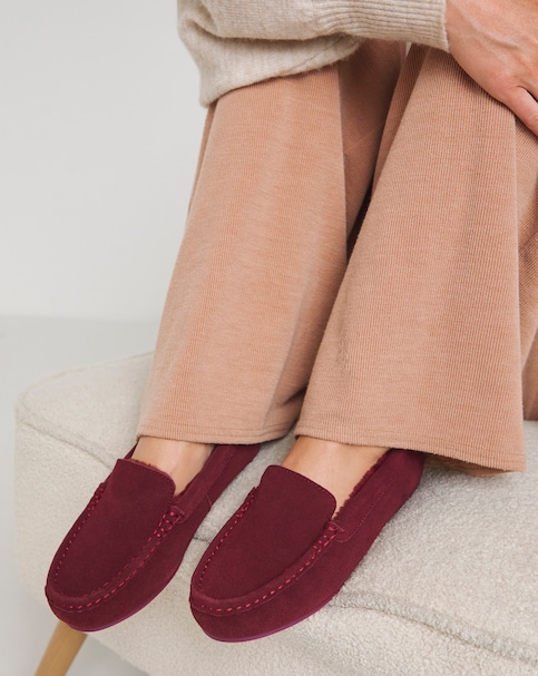 Leona Suede Moccasin Slippers - Extra Wide Fit (EEE)