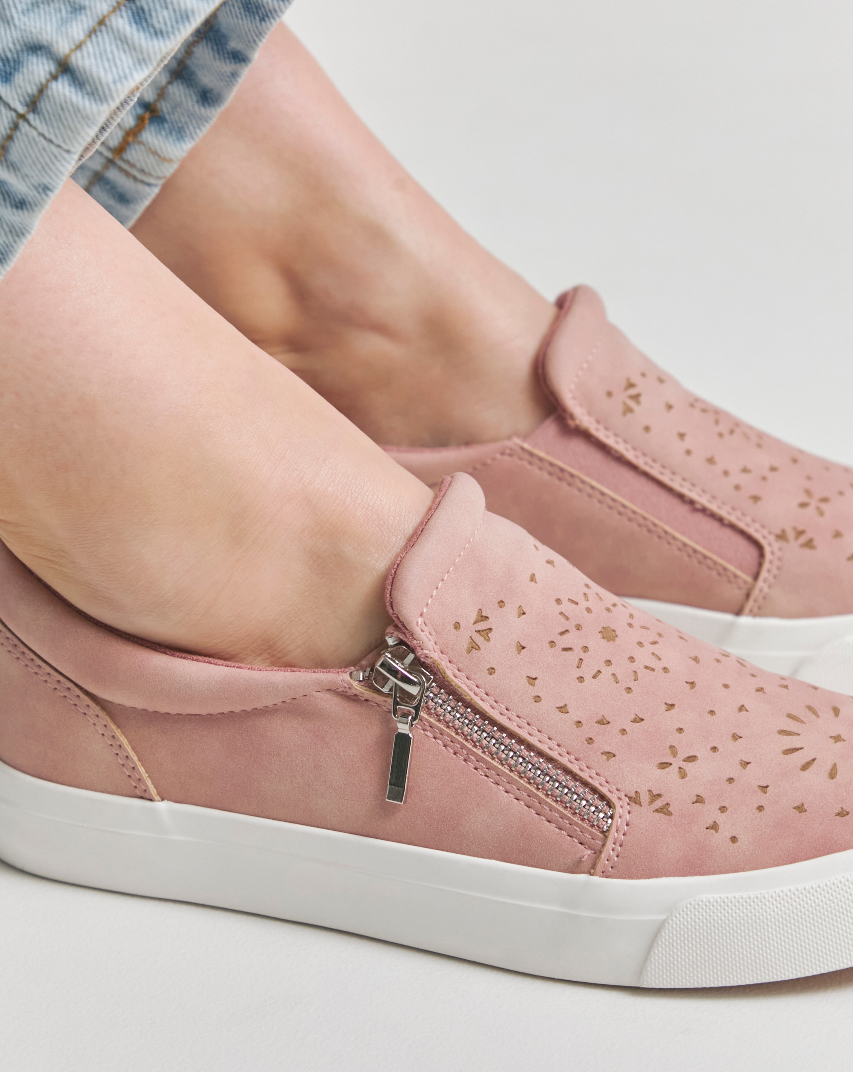 Slip on Side Zip Trainer Wide E Fit