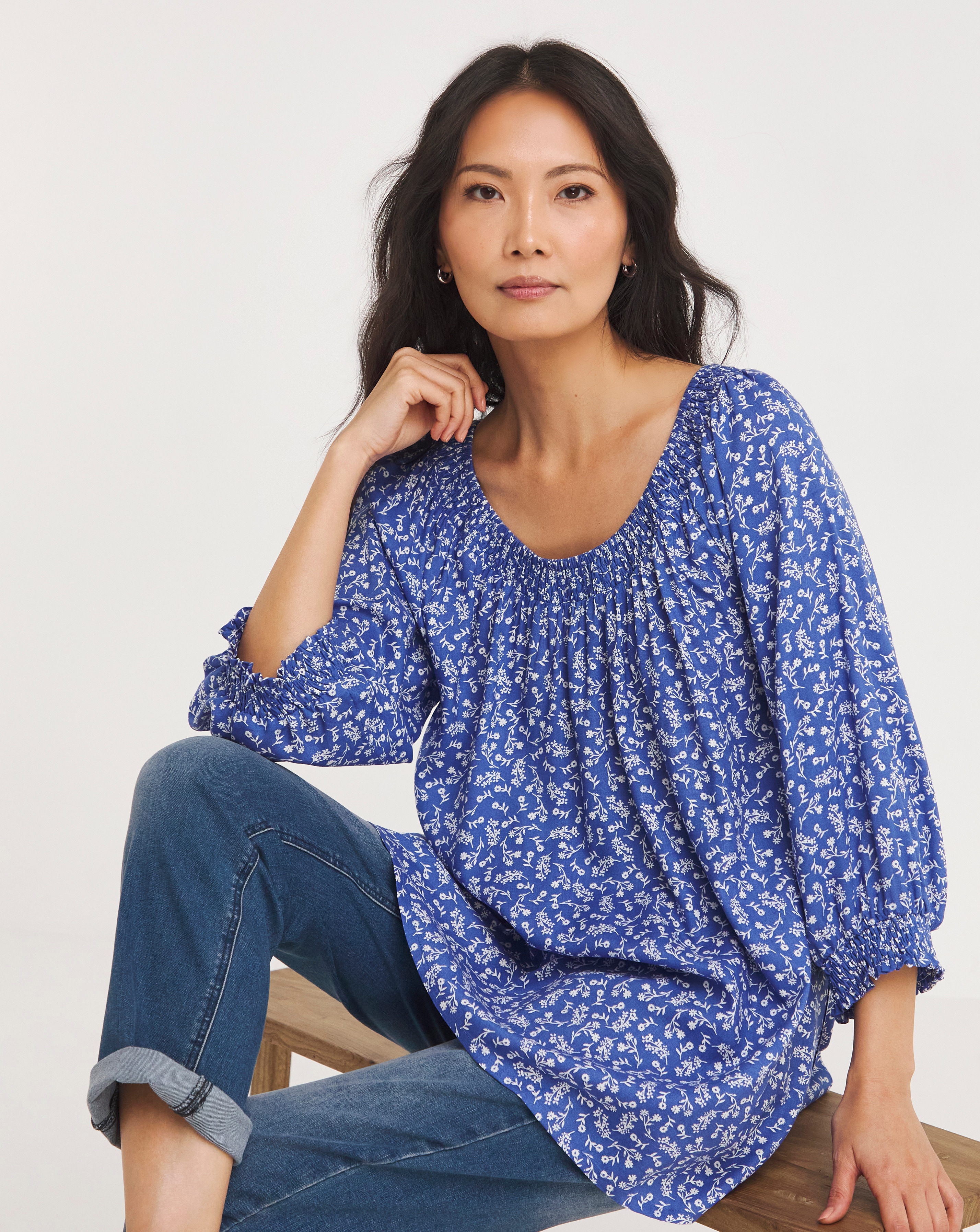 Julipa Longline Shirred Neck Top