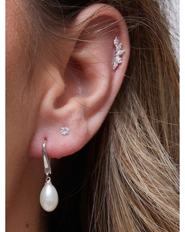 Simply Silver Sterling Silver 925 with Freshwater Pearl Sleek Drop Earrings