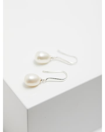Simply Silver Sterling Silver 925 with Freshwater Pearl Sleek Drop Earrings