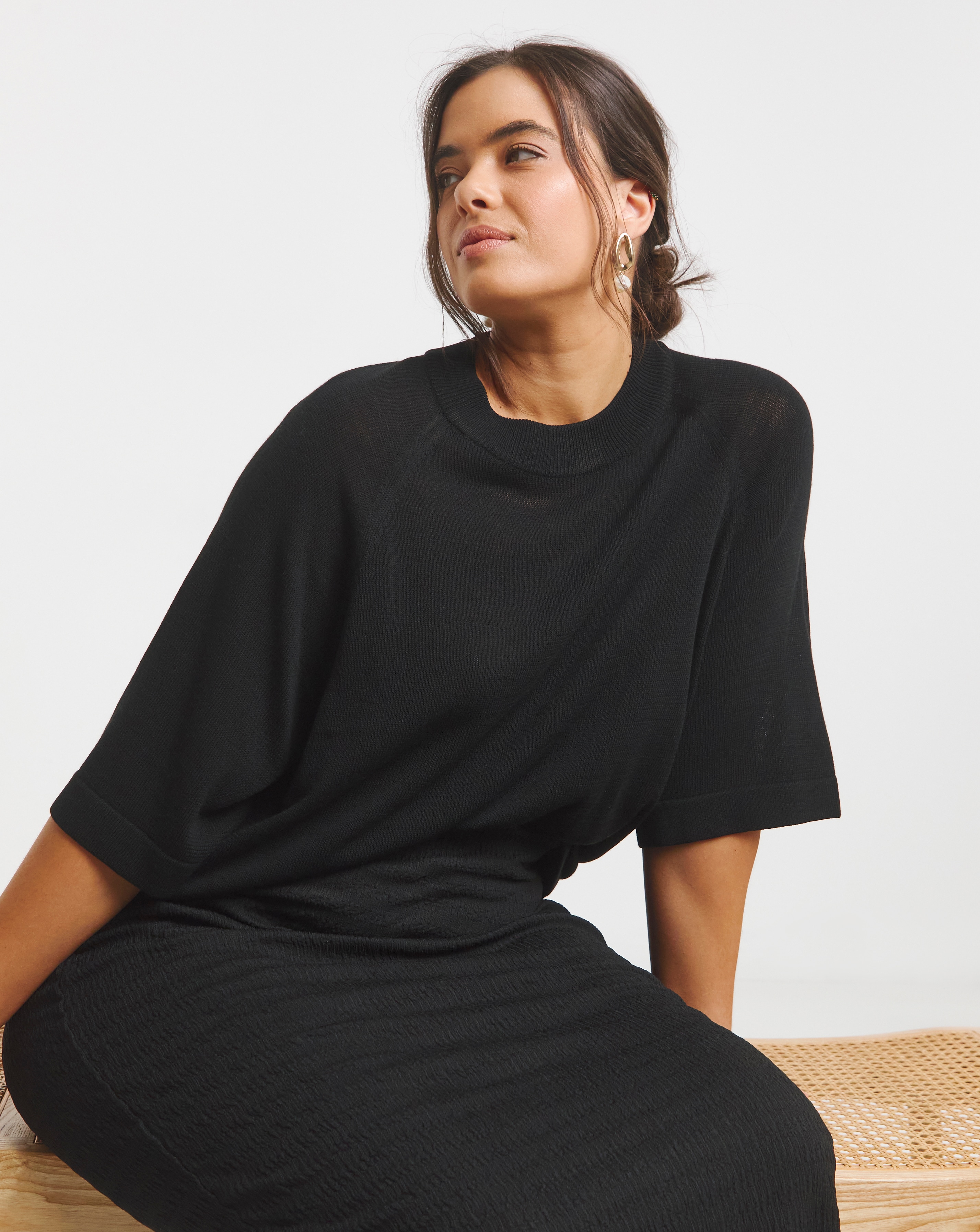 Simply Be Black Boxy Knitted Jumper