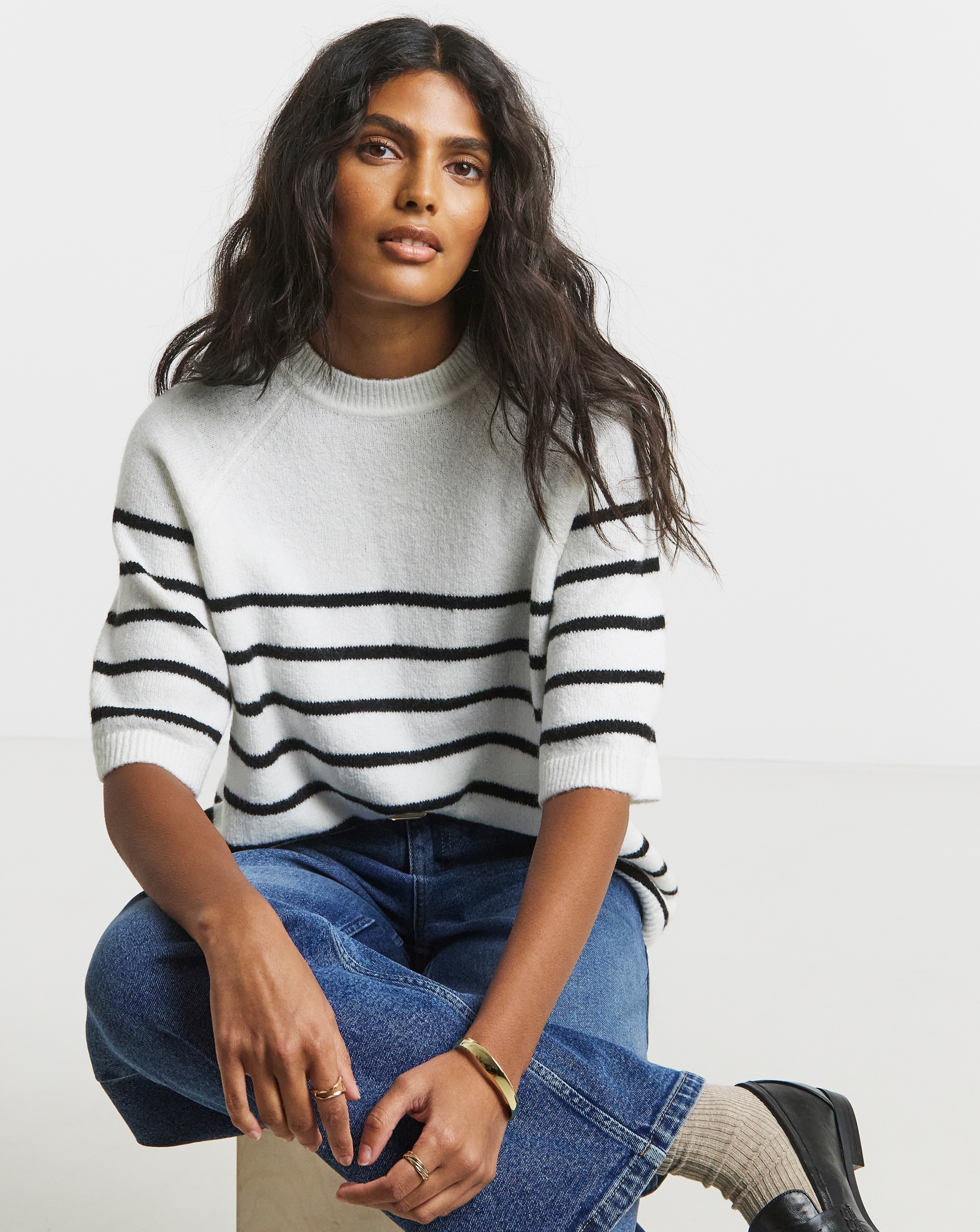 Short Sleeve Boxy Knitted T-Shirt