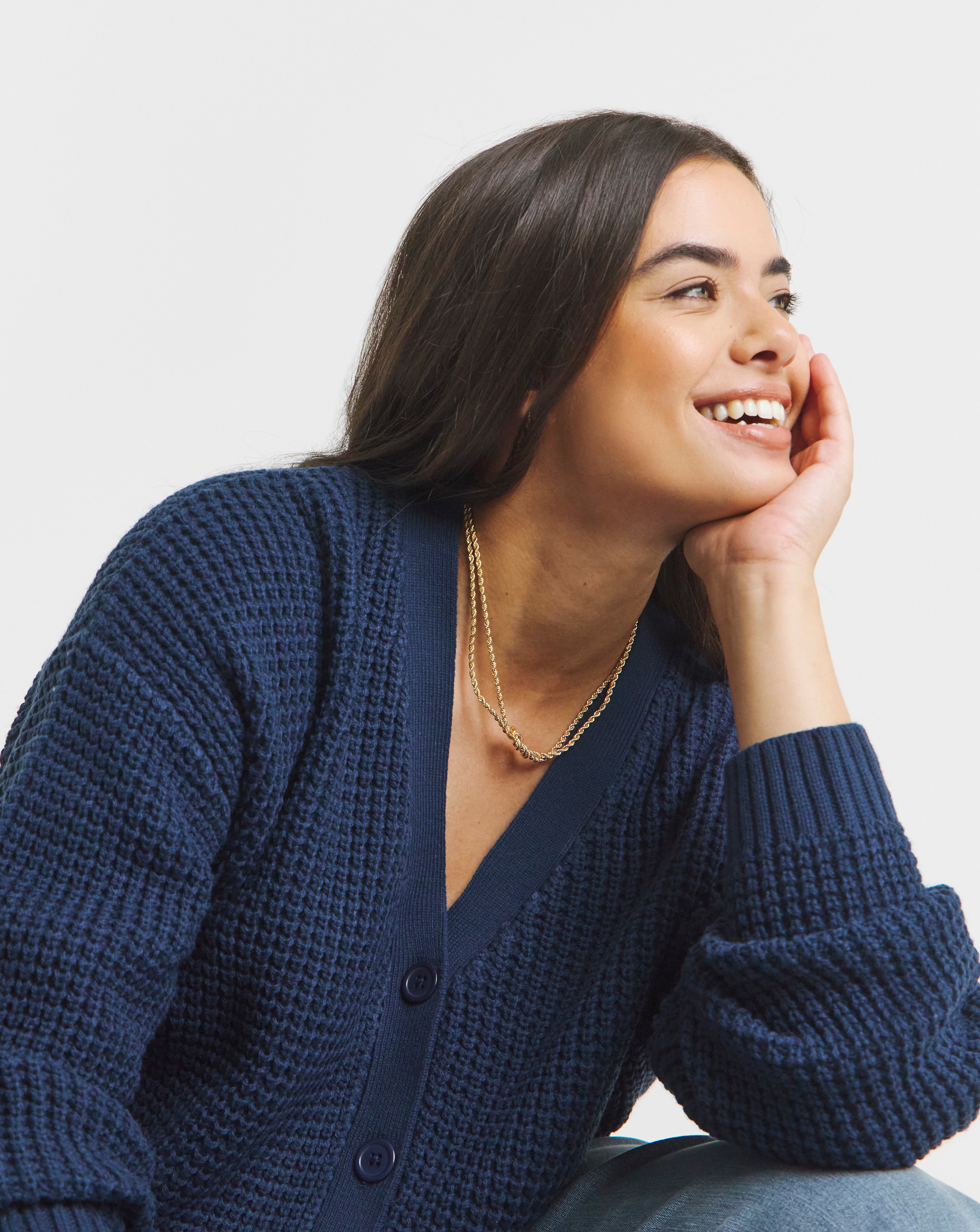 Waffle Knit Boyfriend Cardigan