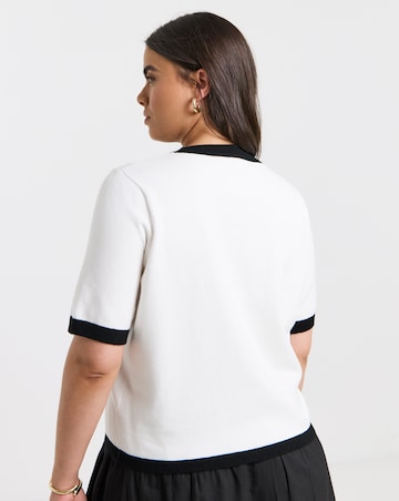 Ivory Contrast Short Sleeve Cardigan