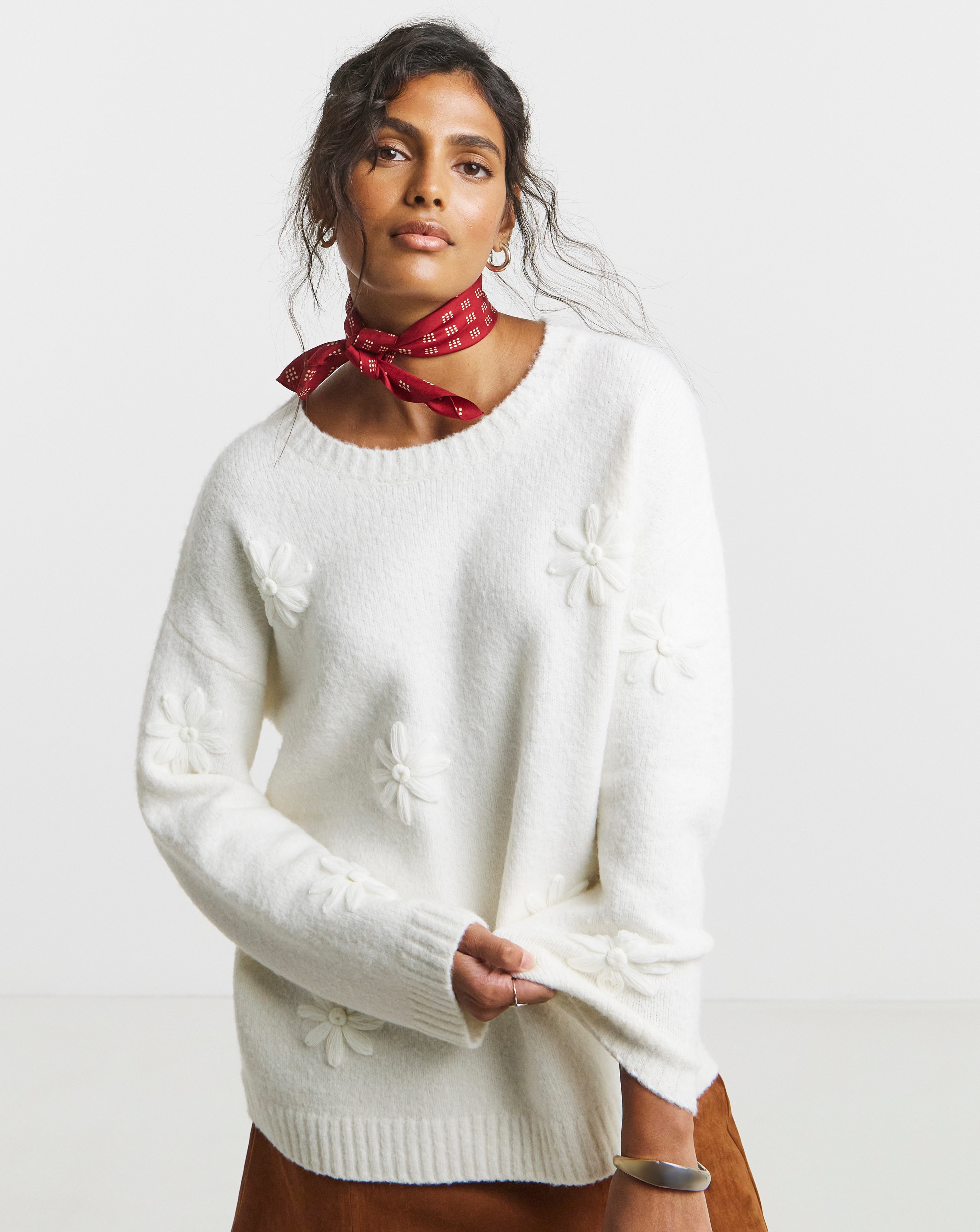 Embroidered Floral Knitted Jumper