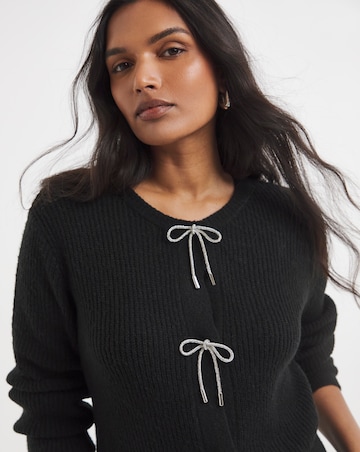 Black Diamante Bow Cardigan